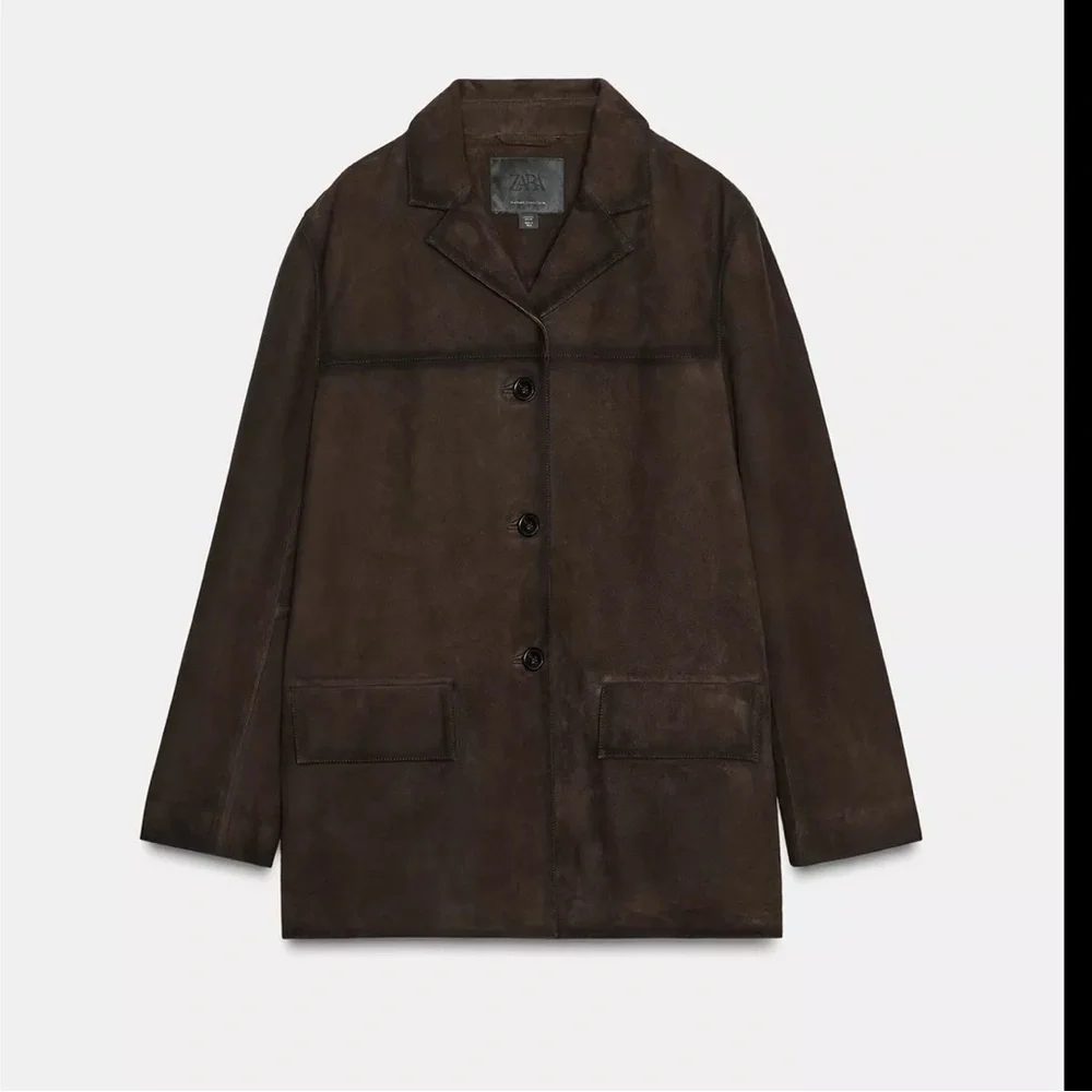 ZARA 100% SUEDE LEATHER BLAZER JACKET - Picture 10 of 12